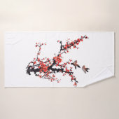 Rode pruimenbloesem badhanddoek (Badhanddoek)