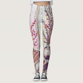 Rode pruimenbloesem leggings