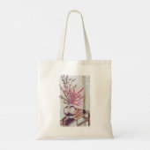 Rode pruimenbloesem tote bag (Achterkant)