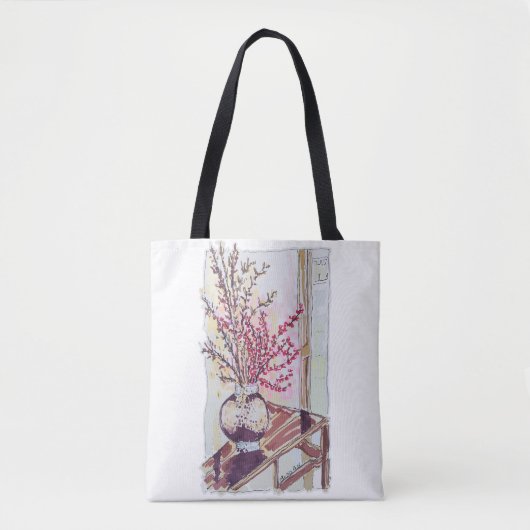 Rode pruimenbloesem tote bag (Voorkant)