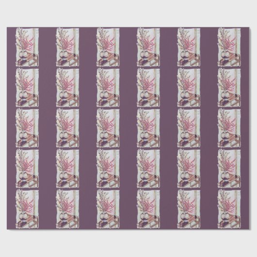 Rode pruimenbloesems cadeaupapier (Vlak)