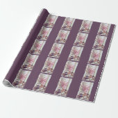 Rode pruimenbloesems cadeaupapier (Uitgerold)