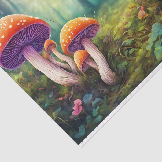 Rode psychedelische paddenstoelen in het bos tissuepapier (Detail)