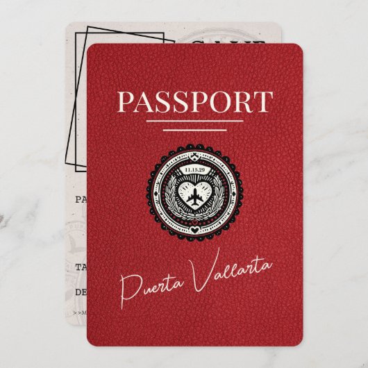 Rode Puerta Vallarta Paspoort Save The Date (Voorkant / Achterkant)