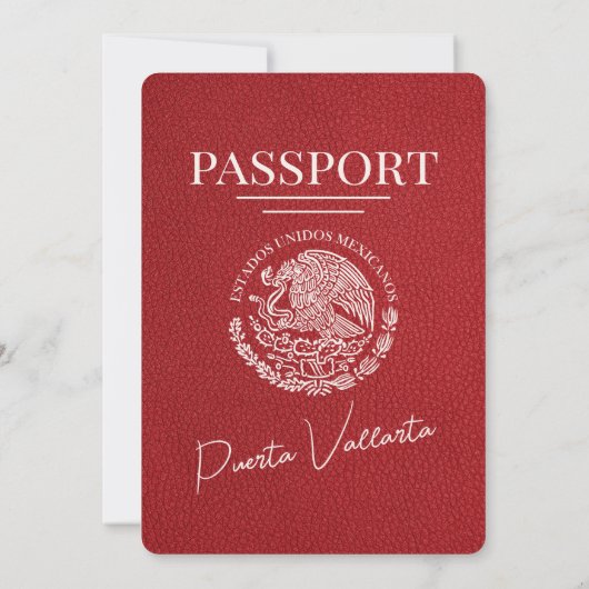 Rode Puerta Vallarta Passport bruiloft Kaart (Achterkant)