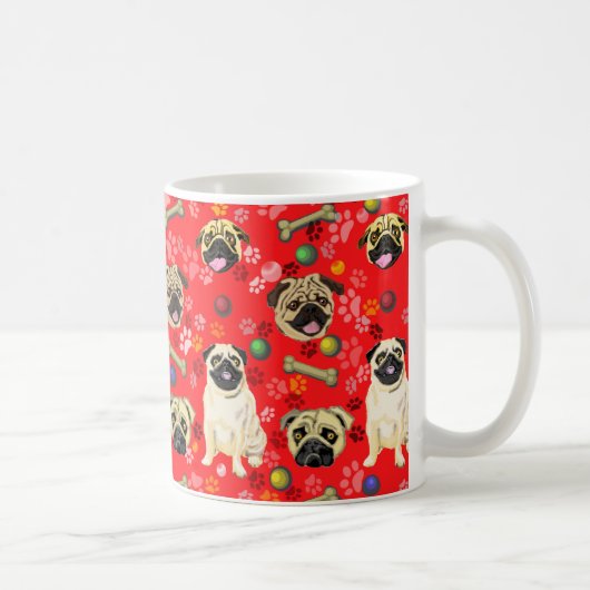 Rode Pug Ontwerp Mok (Rechts)