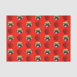 Rode Pugs En Rozen Tissuepapier