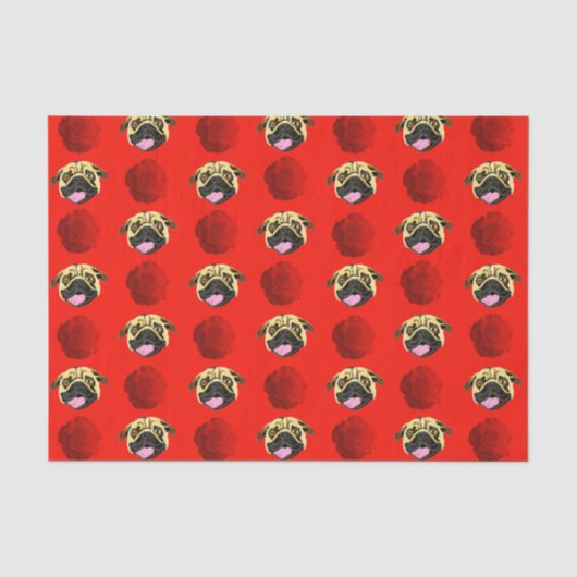 Rode Pugs En Rozen Tissuepapier (Voorkant)