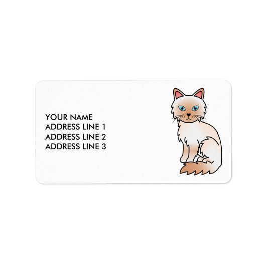 Rode punt Birman / Ragdoll Cute Cat & Custom Text Etiket (Voorkant)