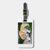 rode puppy met speelgoed bagagelabel (Voorkant verticaal)