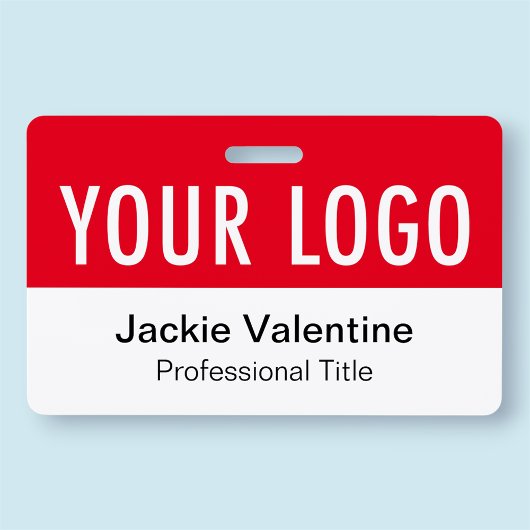 Rode PVC naam badge horizontale logo personeels ID