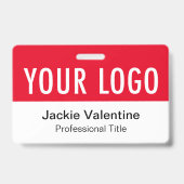 Rode PVC naam badge horizontale logo personeels ID (Voorzijde)