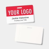 Rode PVC naam badge horizontale logo personeels ID (Voor- en achterkant)