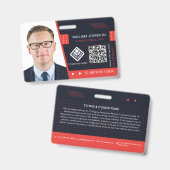 Rode QR-code Foto-ID-badge | bedrijfsmedewerker Badge (Voor- en achterkant)