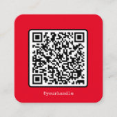 Rode QR-code Sociale media Eenvoudig moderne stand Vierkante Visitekaartje (Voorkant)