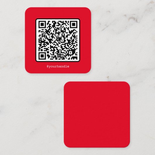 Rode QR-code Sociale media Eenvoudig moderne stand Vierkante Visitekaartje (Voorkant / Achterkant)