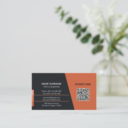 rode QR code sociale media professionele logo Busi Visitekaartje (Staand voorkant)