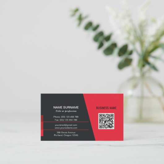 rode QR code sociale media professionele logo  Visitekaartje (Staand voorkant)