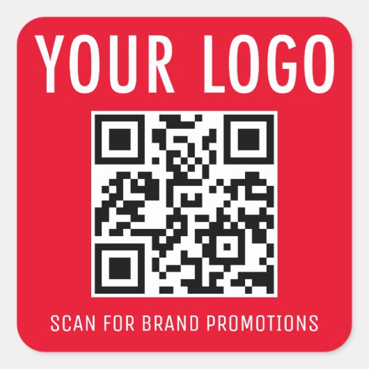 Rode QR Code Stickers Labels Bedrijf Logo Square (Voorkant)