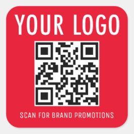 Rode QR Code Stickers Labels Bedrijfslogo Vierkant