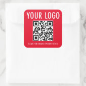 Rode QR Code Stickers Labels Bedrijfslogo Vierkant (Tas)