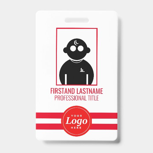 Rode QR-gecodeerd V1 Personeelsbadge Badge (Voorzijde)