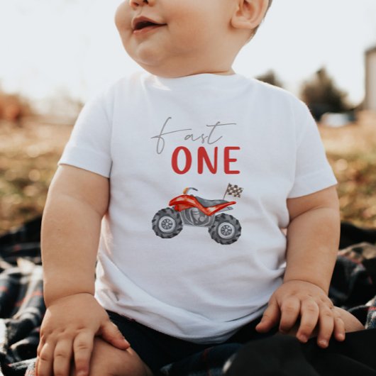 Rode Quad Bike "Fast One" Verjaardag T-shirt