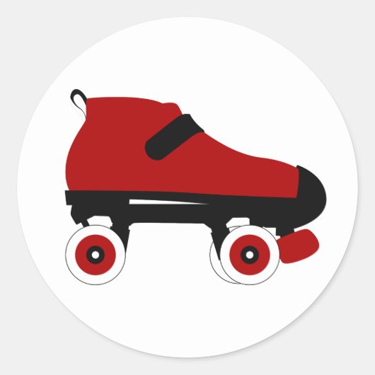 rode quad roller schaats ronde sticker (Voorkant)