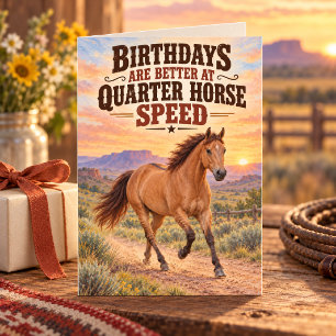 Rode Quarter Horse Snelheid Verjaardag Western Kun Kaart