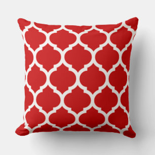 Rode Quatrefoil Marokkaans roosterpatroon Kussen
