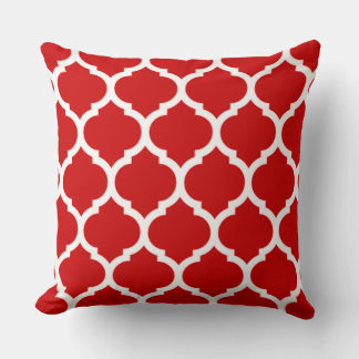 Rode Quatrefoil Marokkaans roosterpatroon Kussen