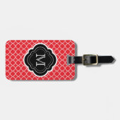 Rode Quatrefoil met Zwarte Monogram Bagagelabel (Voorkant horizontaal)