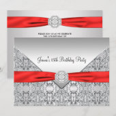 Rode Quinceanera 15e verjaardag Uitnodiging (Voorkant / Achterkant)