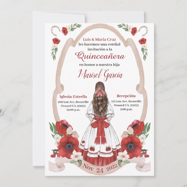 Rode Quinceanera Charra, Rancho Charro Western (Voorkant)