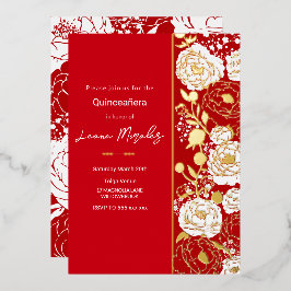 Rode Quinceañera Folie Uitnodiging