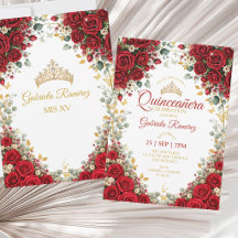 Rode Quinceañera Gouden Tiara Vlinders Rozen