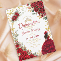 Rode Quinceañera Gouden Vlinders Rozen