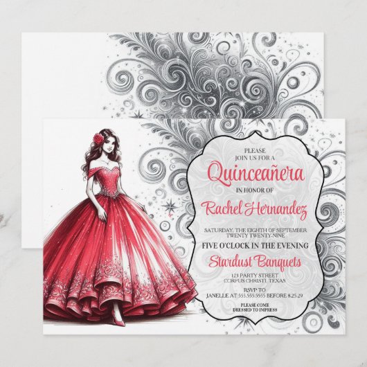 Rode Quinceañera Meisje Kaart (Voorkant / Achterkant)