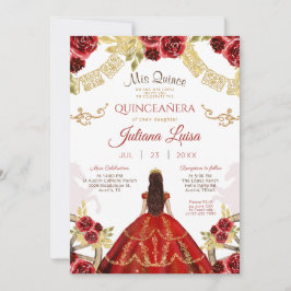 Rode Quinceañera Mexicaans Goud Quince Paarden Kaart