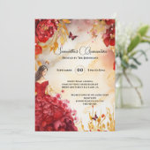 Rode Quinceañera pioen balgons bloemen Kaart (Staand voorkant)