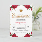 Rode quinceanera-uitnodiging kaart (Staand voorkant)