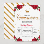 Rode quinceanera-uitnodiging kaart (Voorkant / Achterkant)