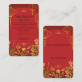 Rode R.S.V.P-kaart in het Engels/Vietnamees Notitiekaartje (Voorkant / Achterkant)