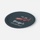 Rode Race Auto 2e Verjaardag Papieren Bordje (Gekanteld)