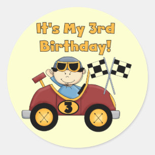 Rode Race Auto 3e Verjaardag Tshirts en geschenken Ronde Sticker