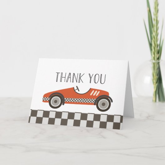 Rode Race Auto Baby Shower Bedankkaart (Voorkant)