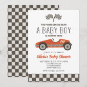Rode Race Auto Baby Shower Kaart (Voorkant / Achterkant)