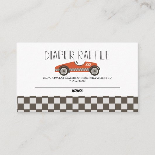 Rode Race Auto Baby shower Luier Raffle Informatiekaartje (Voorkant)