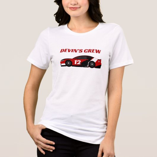 Rode Race Auto Bemanning Verjaardagsfeestje Tri-Blend Shirt (Voorkant)