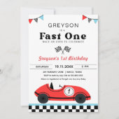  rode race auto eerste verjaardag snelle één kaart (Voorkant)